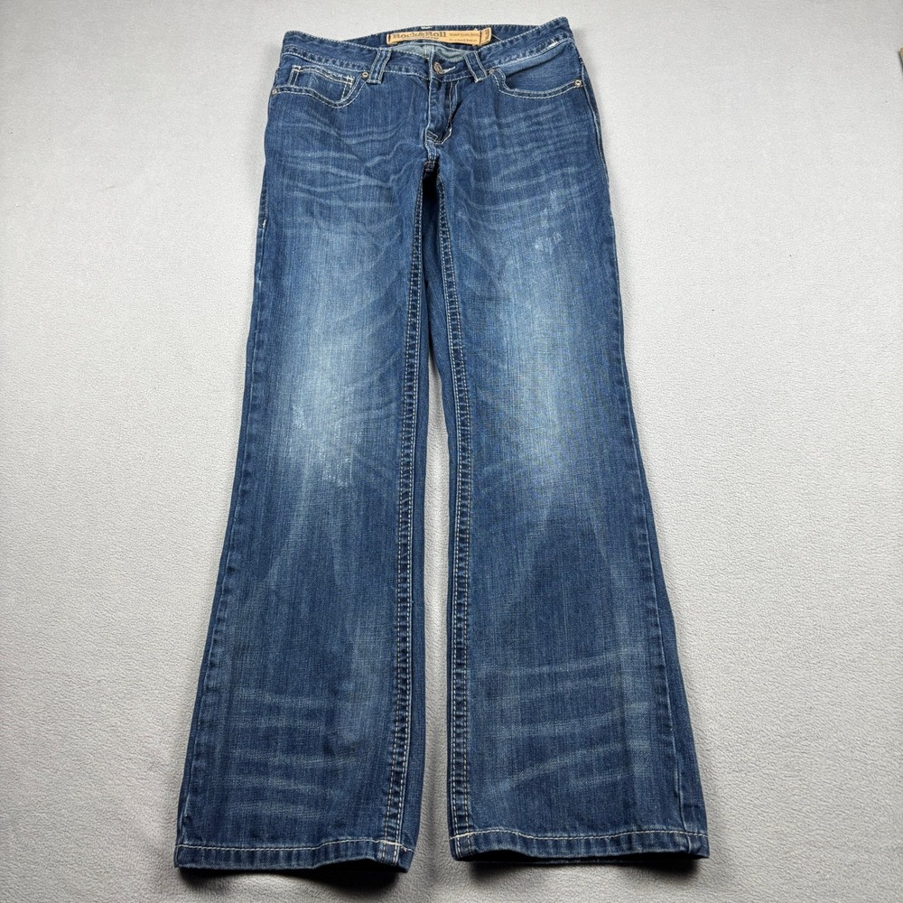 Rock and Roll Cowboy Double Barrel Mens Relaxed Bootcut Jeans Blue 30x32 Western